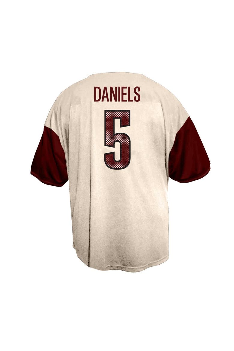 Men's Fanatics Jayden Daniels Cream Washington Commanders Big & Tall Baseball Button-Up Shirt, Alternate, color, Cream