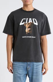 SANTO STUDIO Ciao Drappo Boxy Fit Cotton Graphic T-Shirt