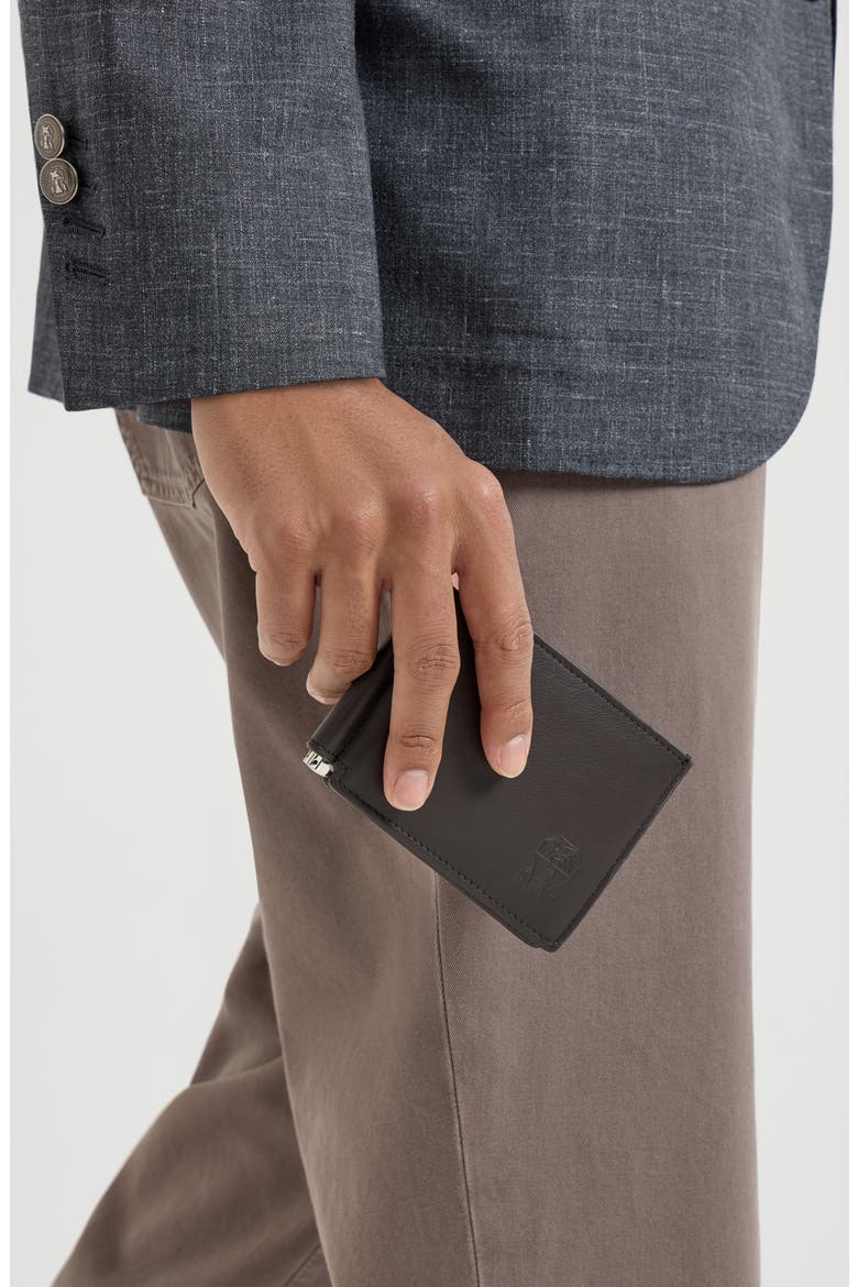 Calfskin money clip wallet, Alternate, color, Chocolate