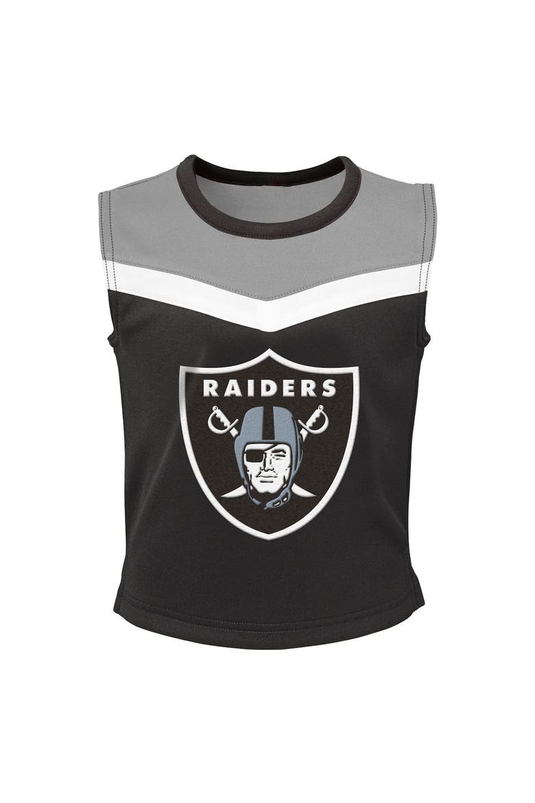 Girls Preschool Black Las Vegas Raiders Spirit Cheerleader Two-Piece Set with Bloomers, Alternate, color, Black