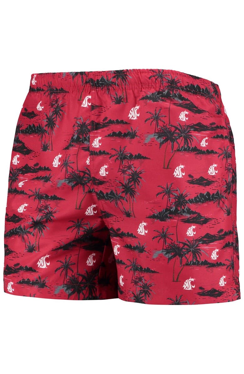 FOCO Men's FOCO Crimson Washington State Cougars Island Palm Swim Trunks, Alternate, color, Crimson