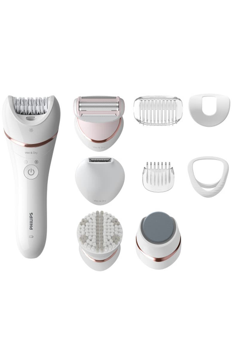 Philips Norelco Epilator Series 8000, Rechargeable Wet & Dry Epilator with Ceramic Tweezers and Accessories, Alternate, color, White