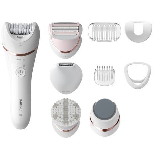 Philips Norelco Epilator Series 8000, Rechargeable Wet & Dry Epilator With Ceramic Tweezers And Acce In White