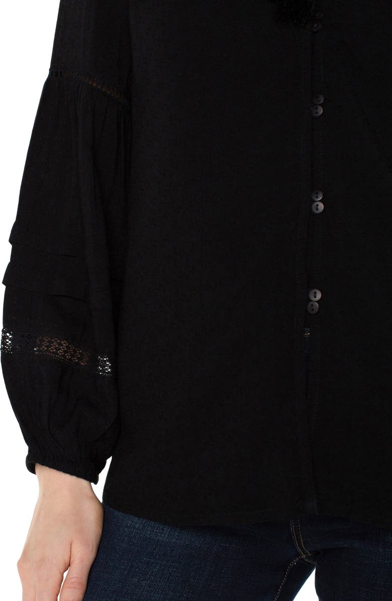 Liverpool Lace Inset Tie Neck Top, Alternate, color, 