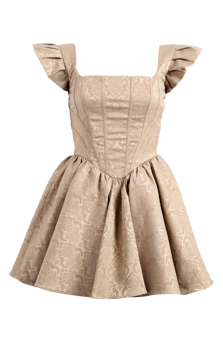 HOUSE OF CB Saasha Bow Back Flare Minidress, Alternate, color, Gold