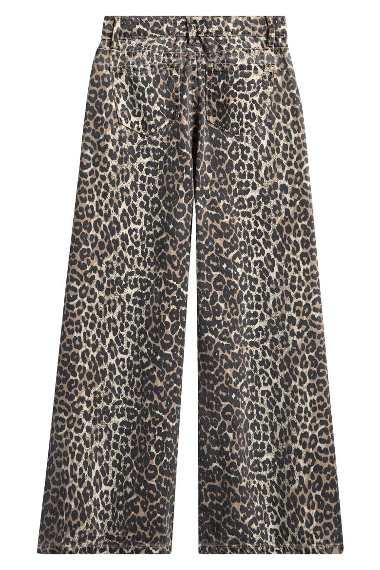 Kids' Leopard Print Wide Leg Jeans, Alternate, color, WASHED LEO