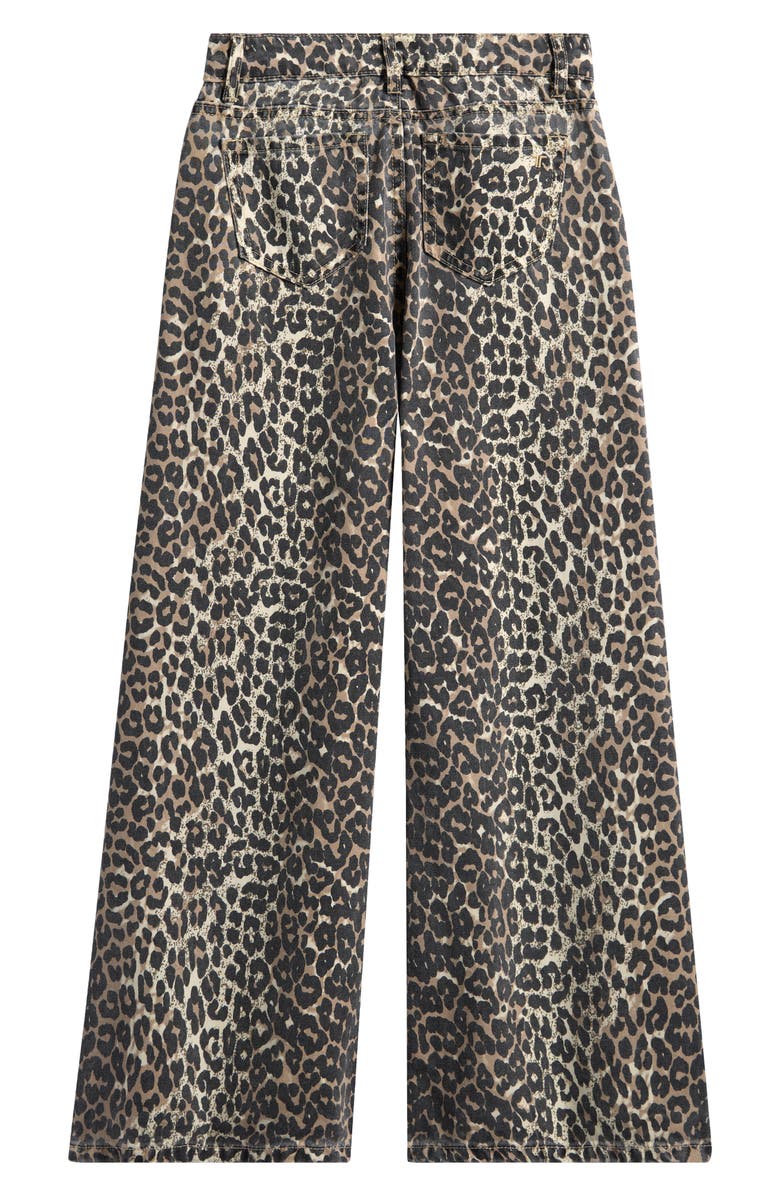 Tractr Kids' Leopard Print Wide Leg Jeans, Alternate, color, Washed Leopard