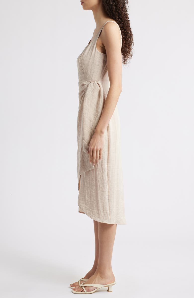 Sam Edelman Wrap Skirt Sleeveless Midi Dress, Alternate, color, Natural
