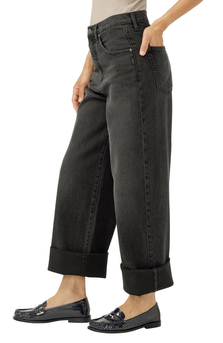 Silver Jeans Co. Be Easy High Waist Crop Wide Leg Jeans, Alternate, color, Onyx
