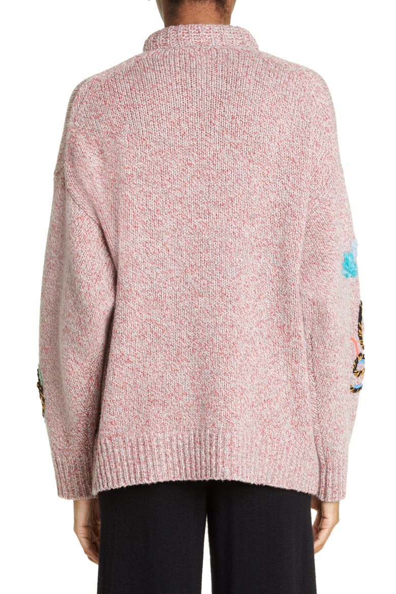 Lunar New Year 2023 Bunny Embroidered Wool Blend Sweater, Alternate, color, PINK MELANGE