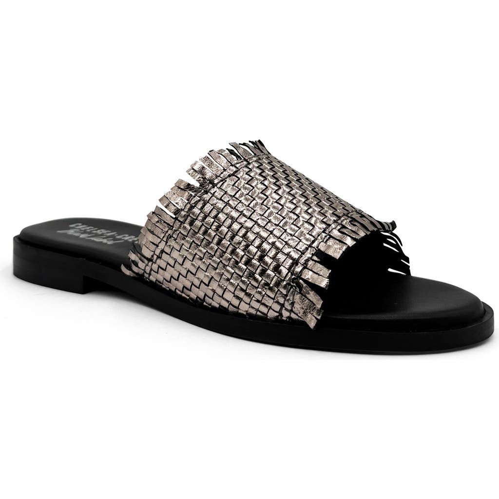 Chelsea Crew Zigor Woven Slide Sandal In Pewter Leather