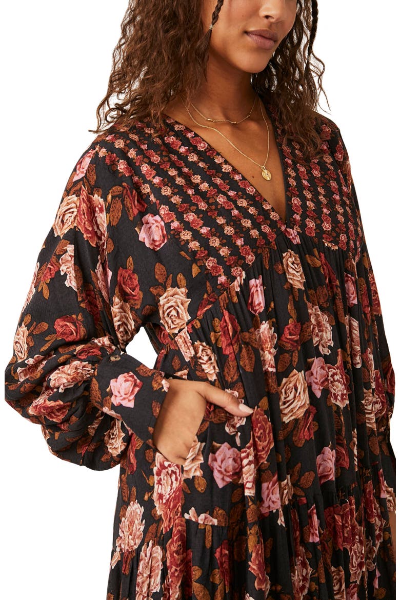 Rows of Roses Long Sleeve Maxi Dress, Alternate, color, BLACK COMBO