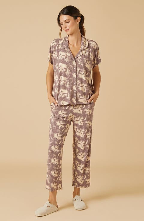 Soft Sleep Caftan Top and Cropped Pant Pajama Set