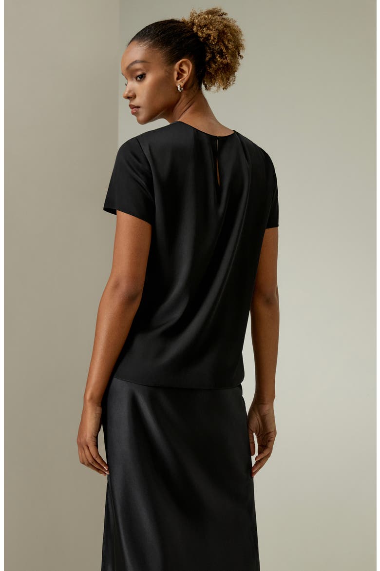 Women's Basic Silk T-shirt, Alternate, color, Black