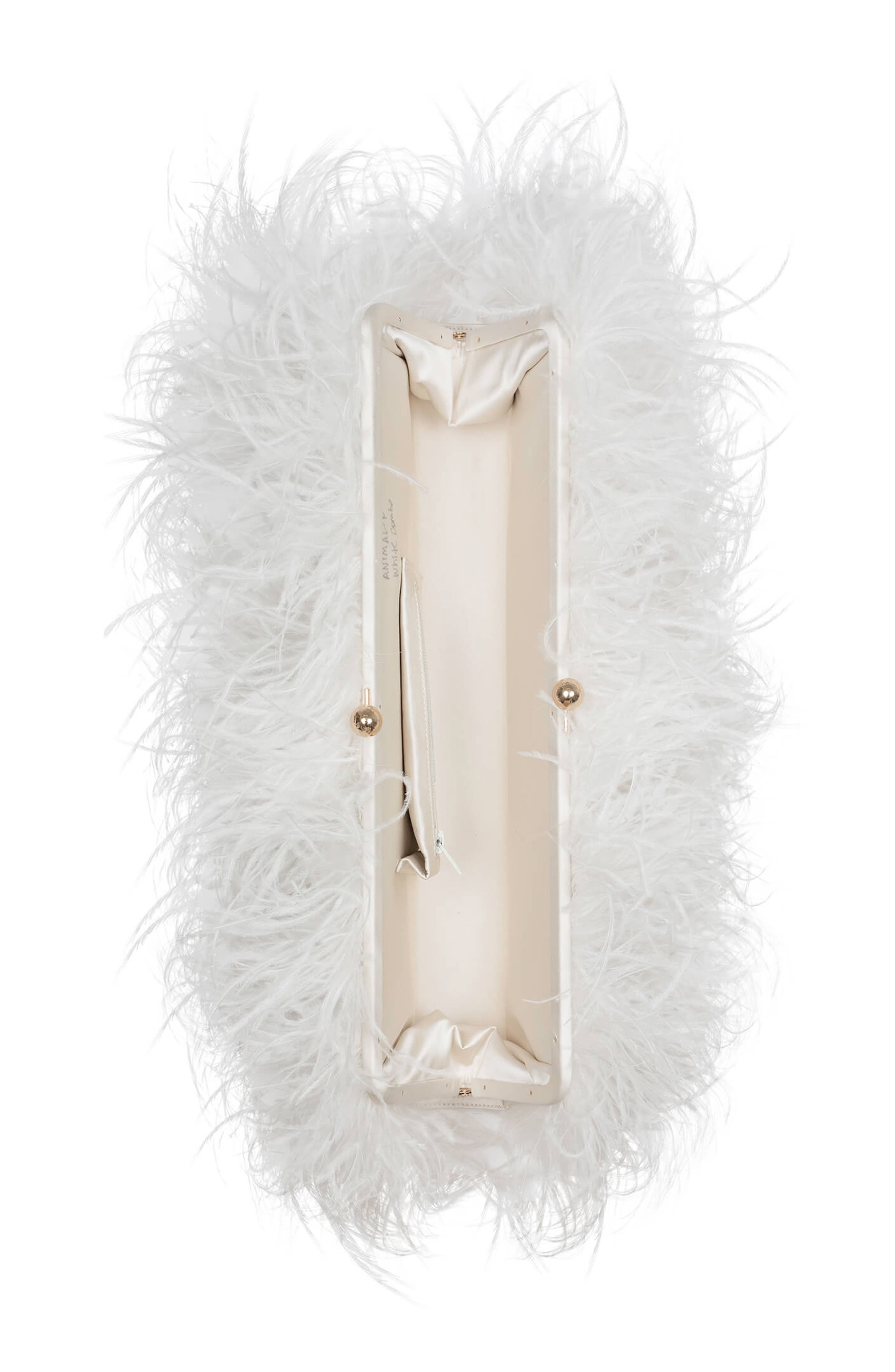 Jeffrey Campbell Animal Feather Clutch, Alternate, color, White Combo