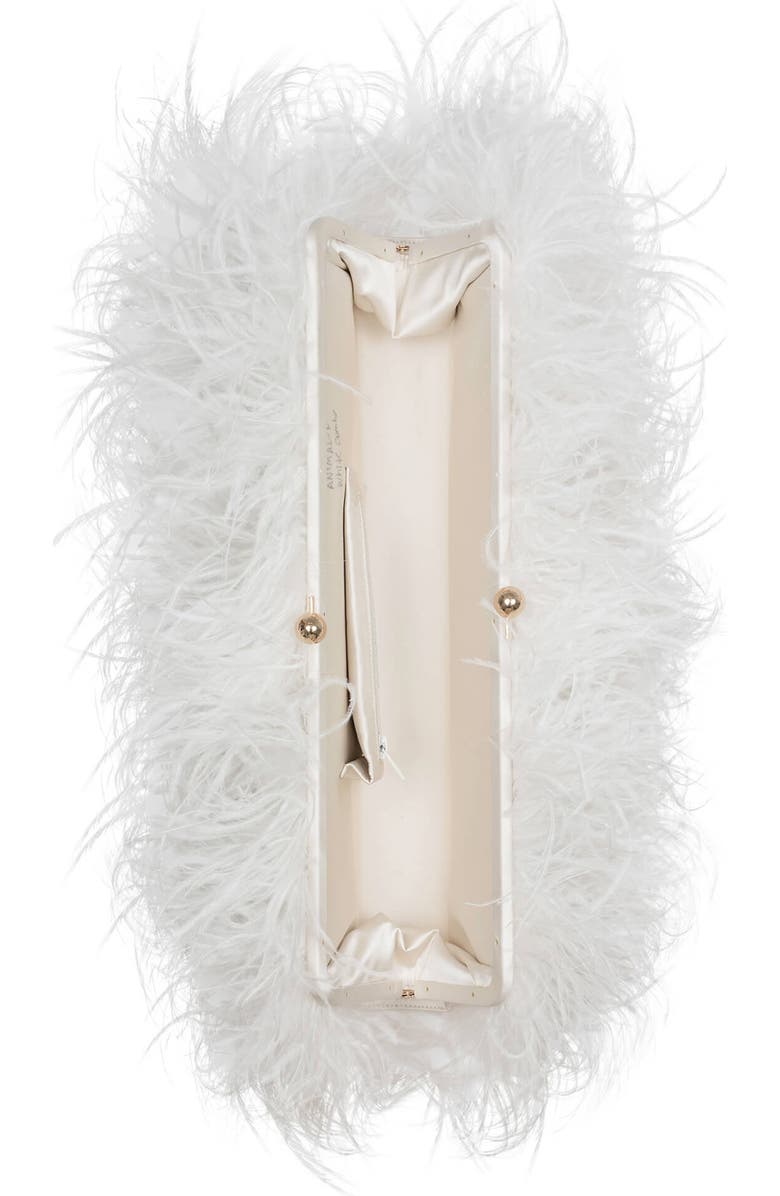 Jeffrey Campbell Animal Feather Clutch, Alternate, color, White Combo