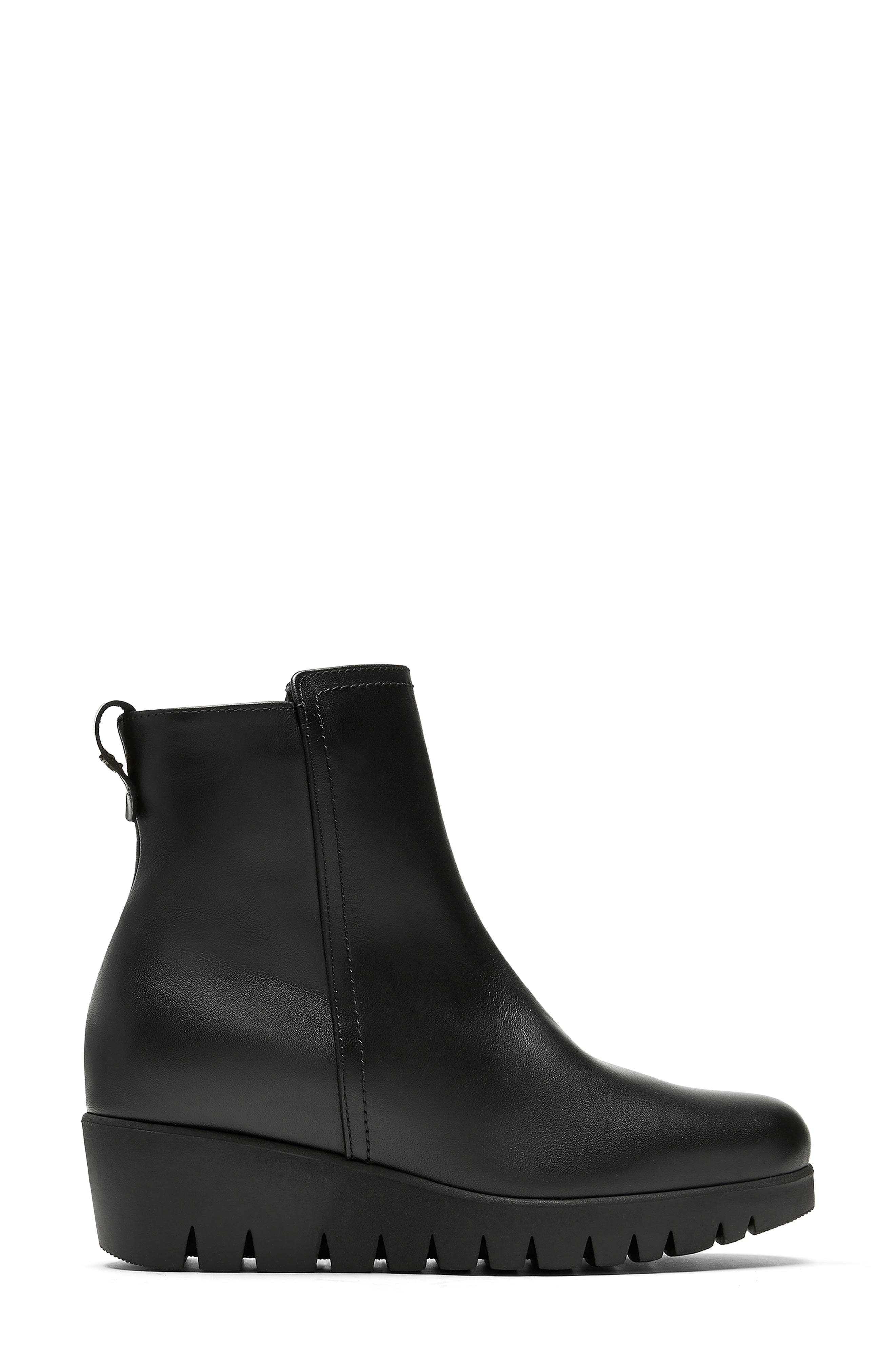 La Canadienne Teagan Waterproof Platform Wedge Bootie, Alternate, color, Black Leather