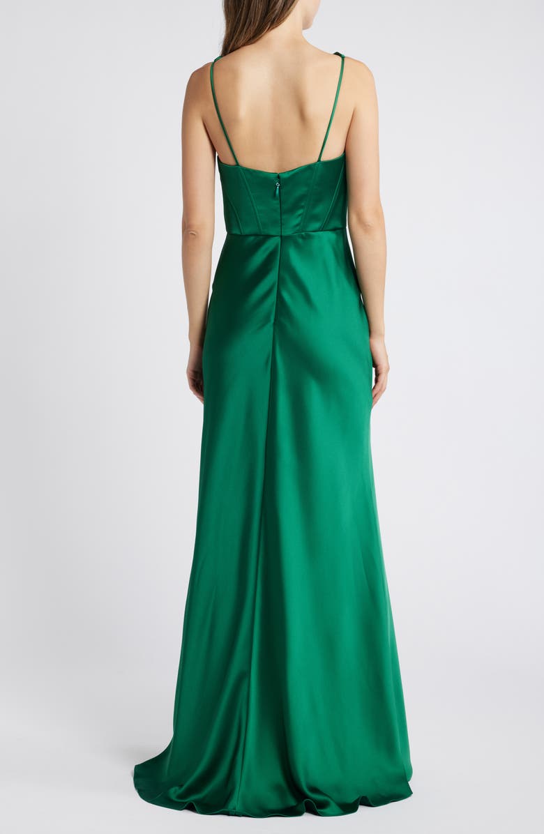 Amsale Cowl Neck Corset Satin Gown, Alternate, color, 