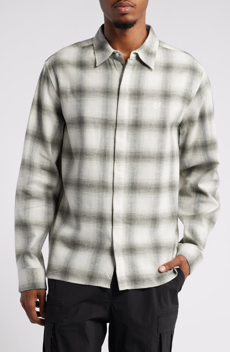Saturdays NYC Mickey Shadow Check Cotton Blend Flannel Button-Up Shirt, Main, color, 