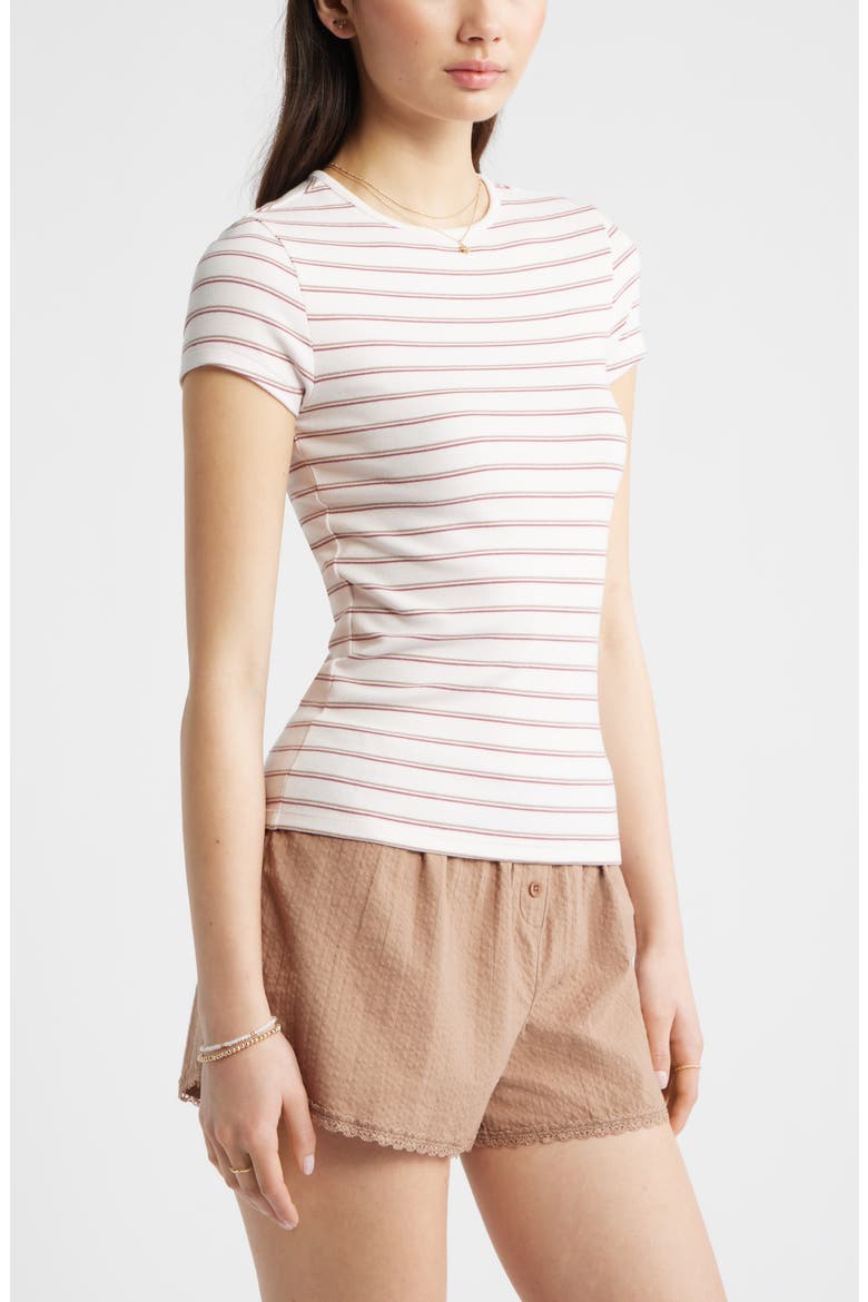 Stretch Cotton Blend Baby Tee, Alternate, color, PINK H BURG LANA STRIPE