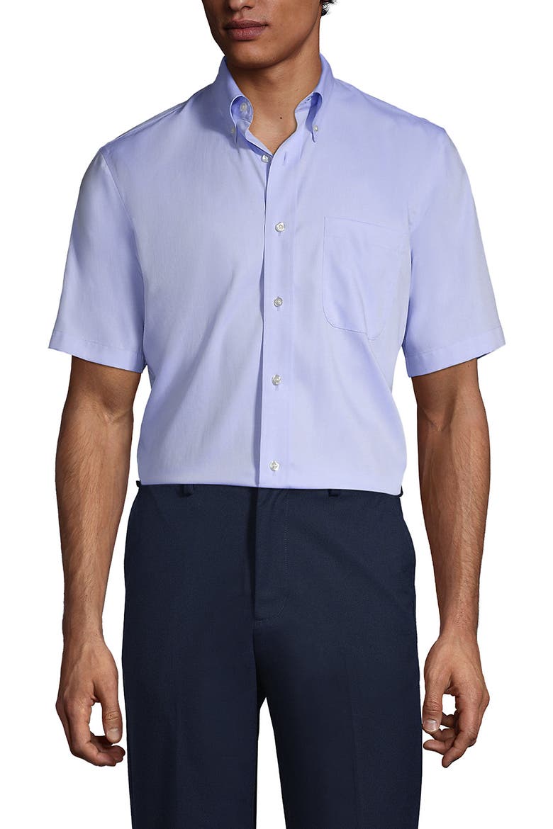 School Uniform  Short Sleeve No Iron Pinpoint Dress Shirt, Main, color, Blue