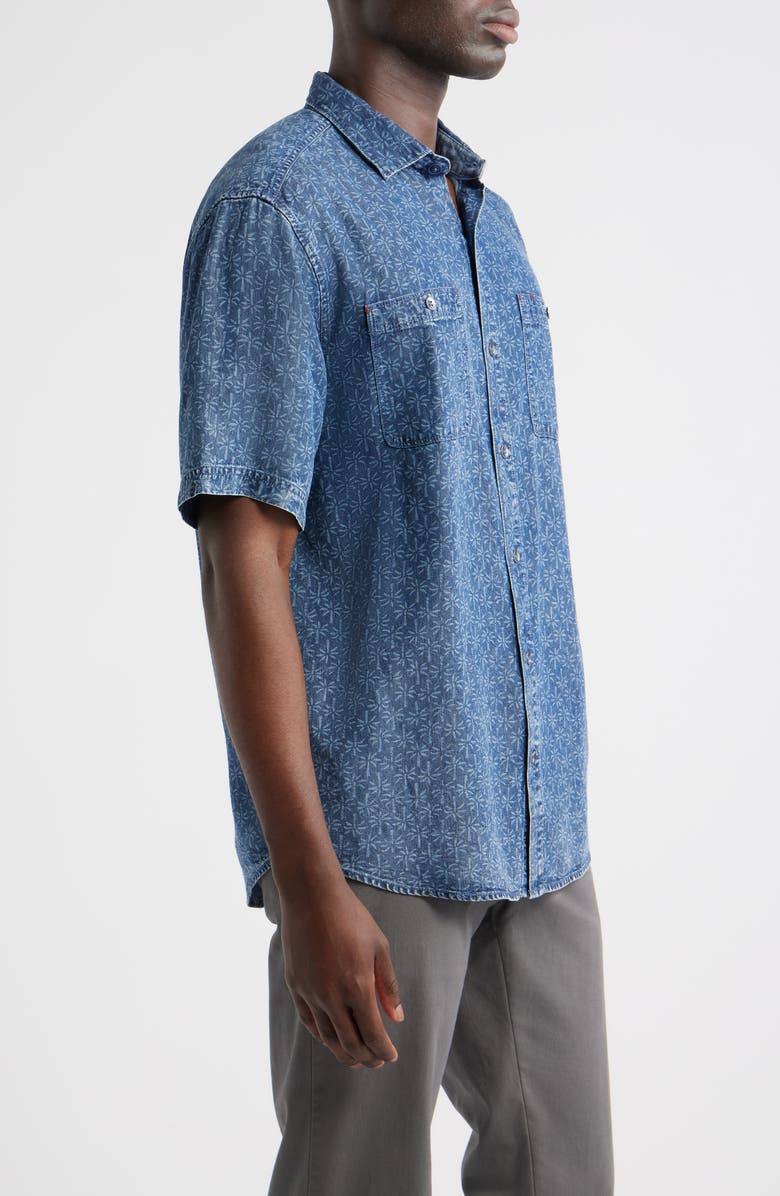 Tommy Bahama Polonia Palms Short Sleeve Lyocell Button-Up Shirt, Alternate, color, Indigo