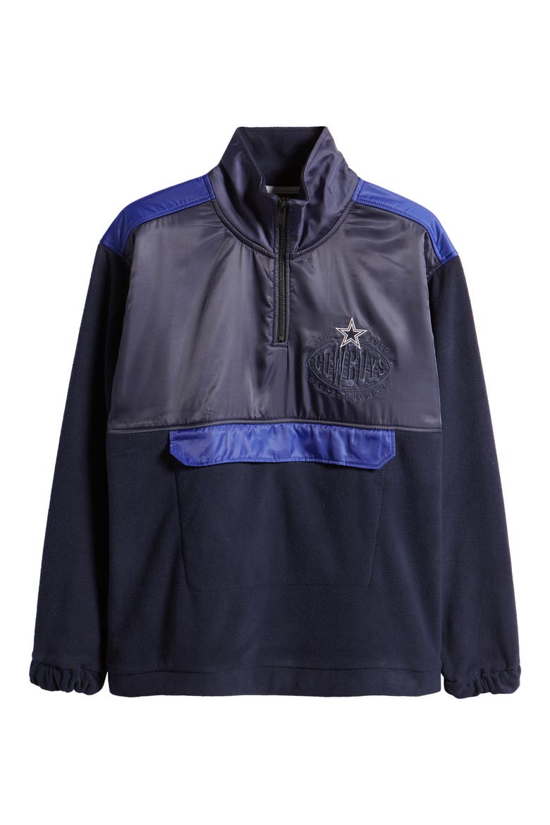 x NFL Fumble Mixed Media Quarter Zip Pullover, Alternate, color, DALLAS COWBOYS DARK BLUE