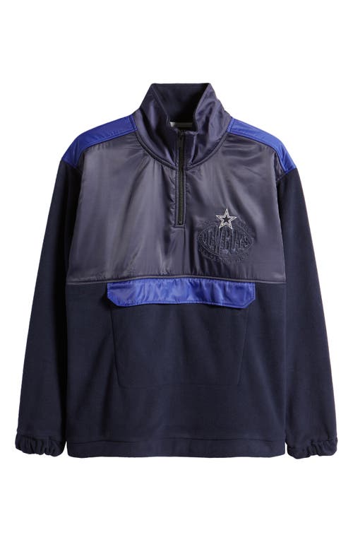 Shop Hugo Boss Boss X Nfl Fumble Mixed Media Quarter Zip Pullover In Dallas Cowboys Dark Blue