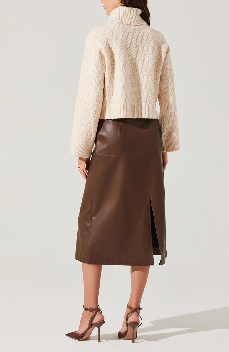 ASTR the Label Textured Stitch Crop Turtleneck Sweater, Alternate, color, Buttercream