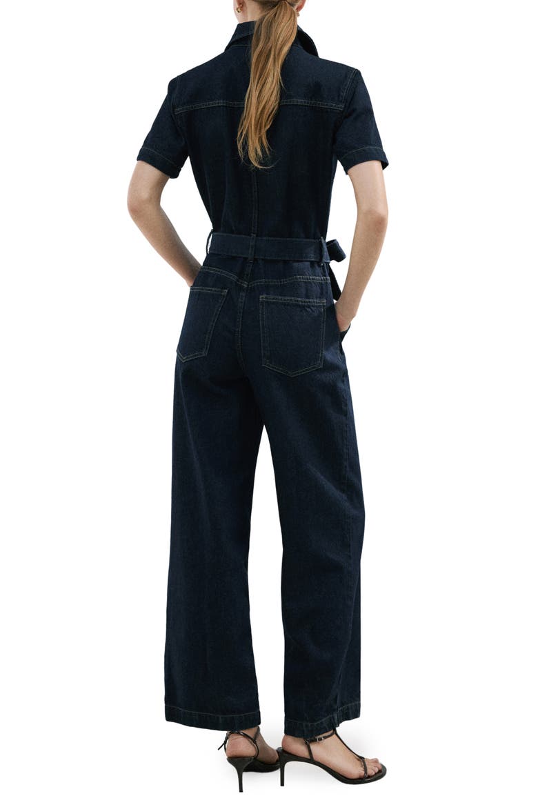 Belted Denim Jumpsuit, Alternate, color, OPEN BLUE