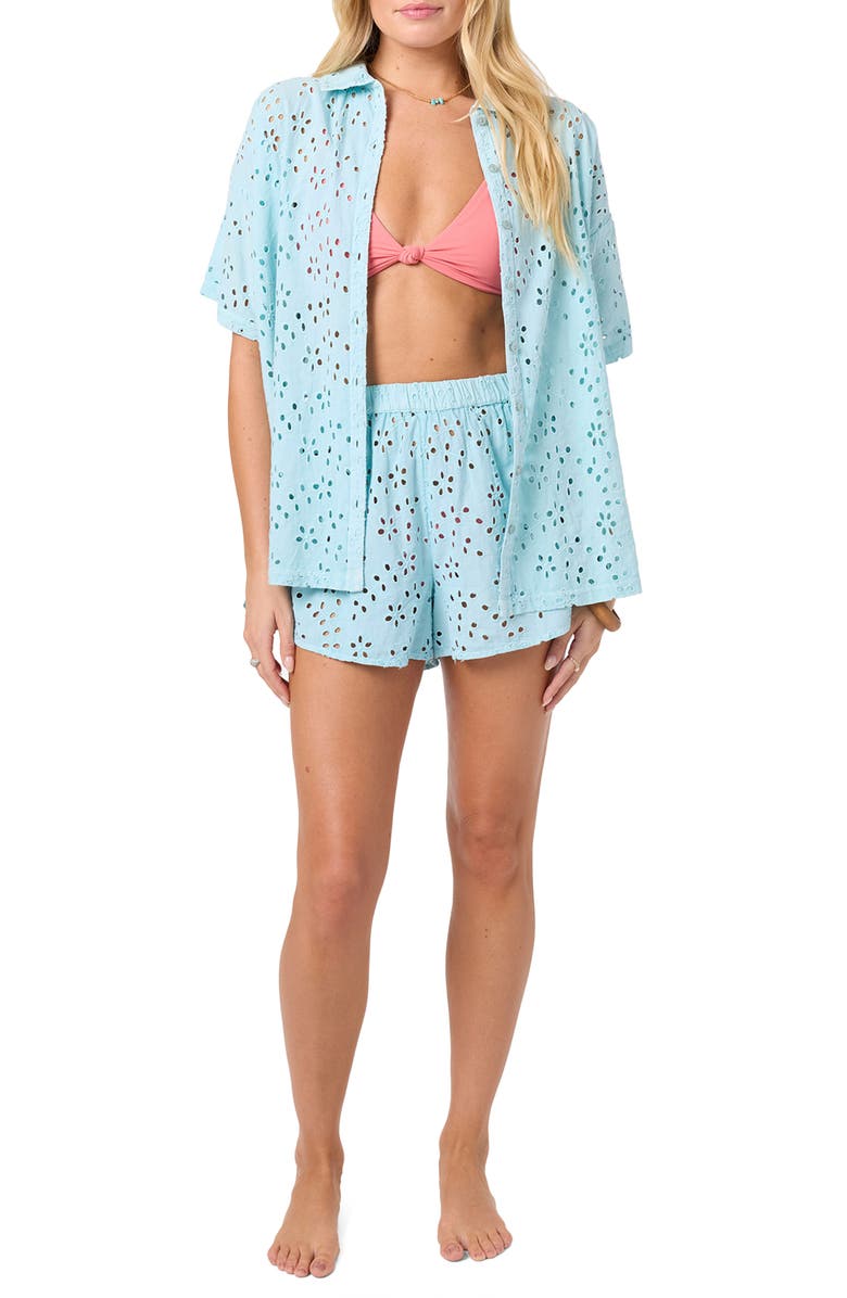 O'Neill Jenna Cotton Eyelet Cover-Up Shirt, Alternate, color, Stratosphere