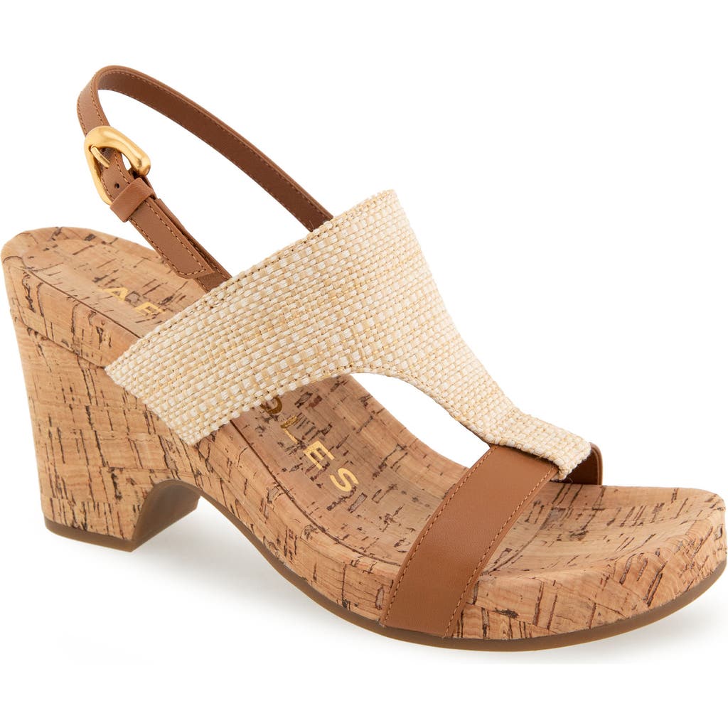 Shop Aerosoles Mackenzie Slingback Sandal In Natural/tan Raffia