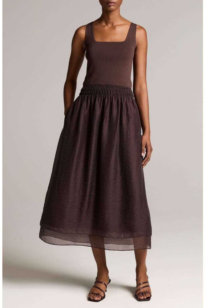Square Neck Sleeveless Midi Dress, Main, color, IRON