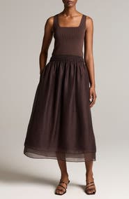 Vince Square Neck Sleeveless Midi Dress