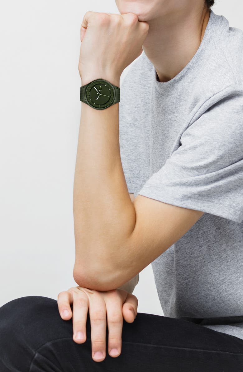 Lacoste Ollie Silicone Strap Watch, 44mm, Alternate, color, Green