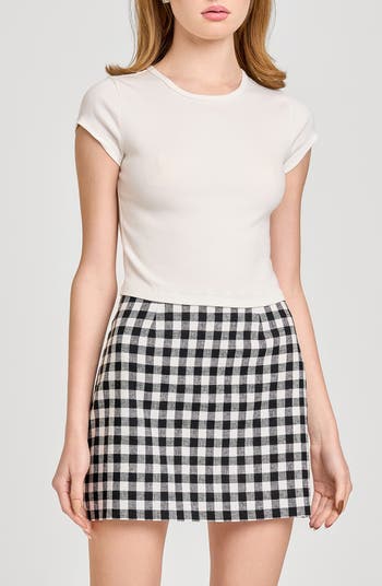 x Styled by COCO! Gracie Gingham Linen Blend Miniskirt