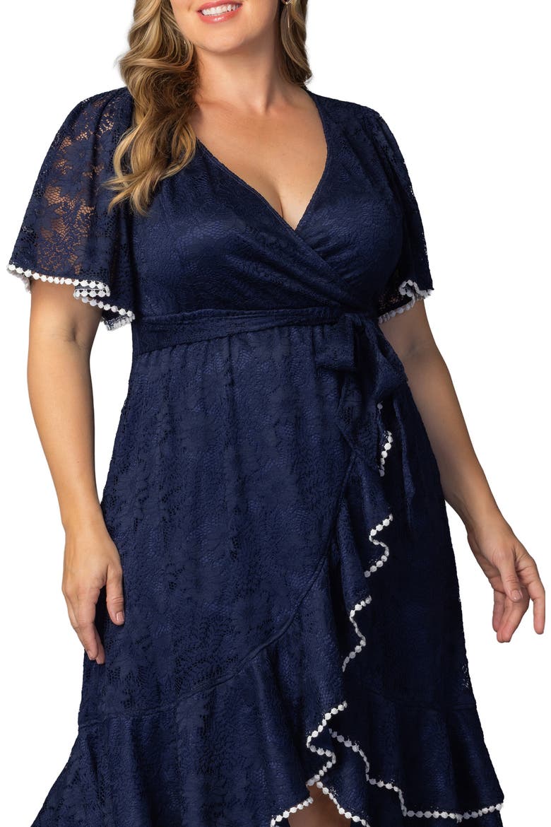 Palermo Lace Faux Wrap Dress, Alternate, color, NAVY BLUE