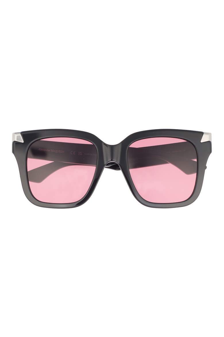 53mm Square Sunglasses, Main, color, BLACK BLACK VIOLET