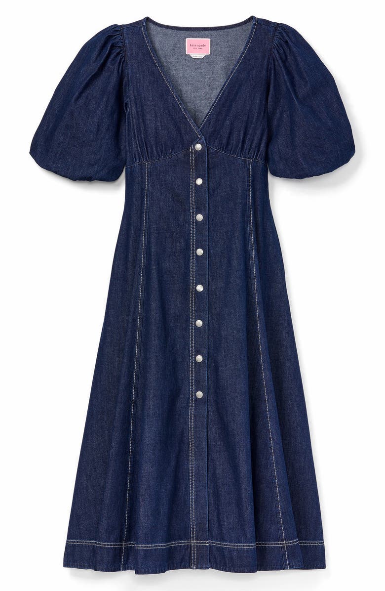 Kate Spade New York cotton denim snap front dress, Alternate, color,
