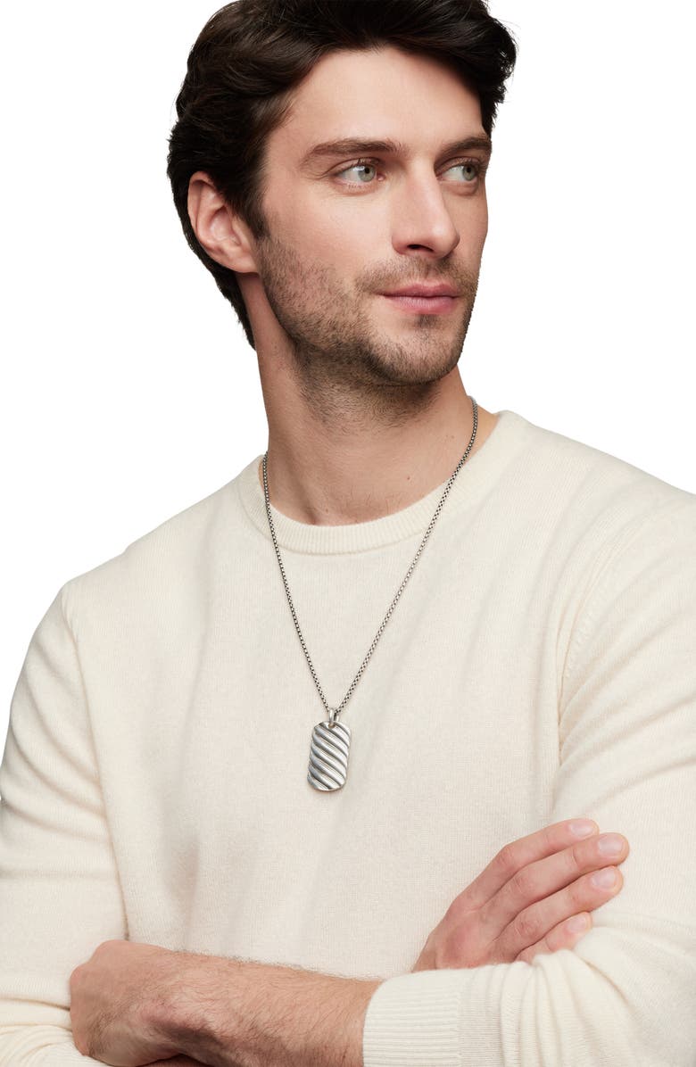 David Yurman Men's Sculpted Cable Tag Pendant, Alternate, color, Sterling Silver
