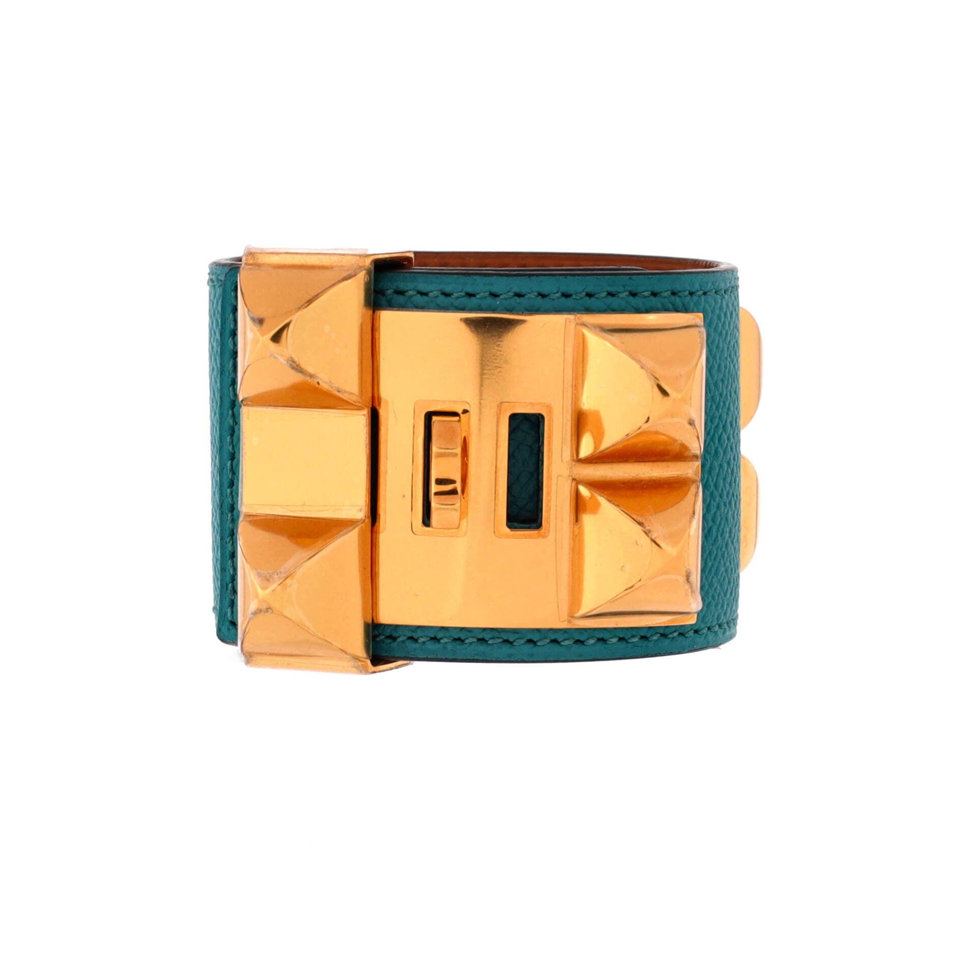 Pre-Owned Hermes Collier de Chien Bracelet Leather, Alternate, color, Blue