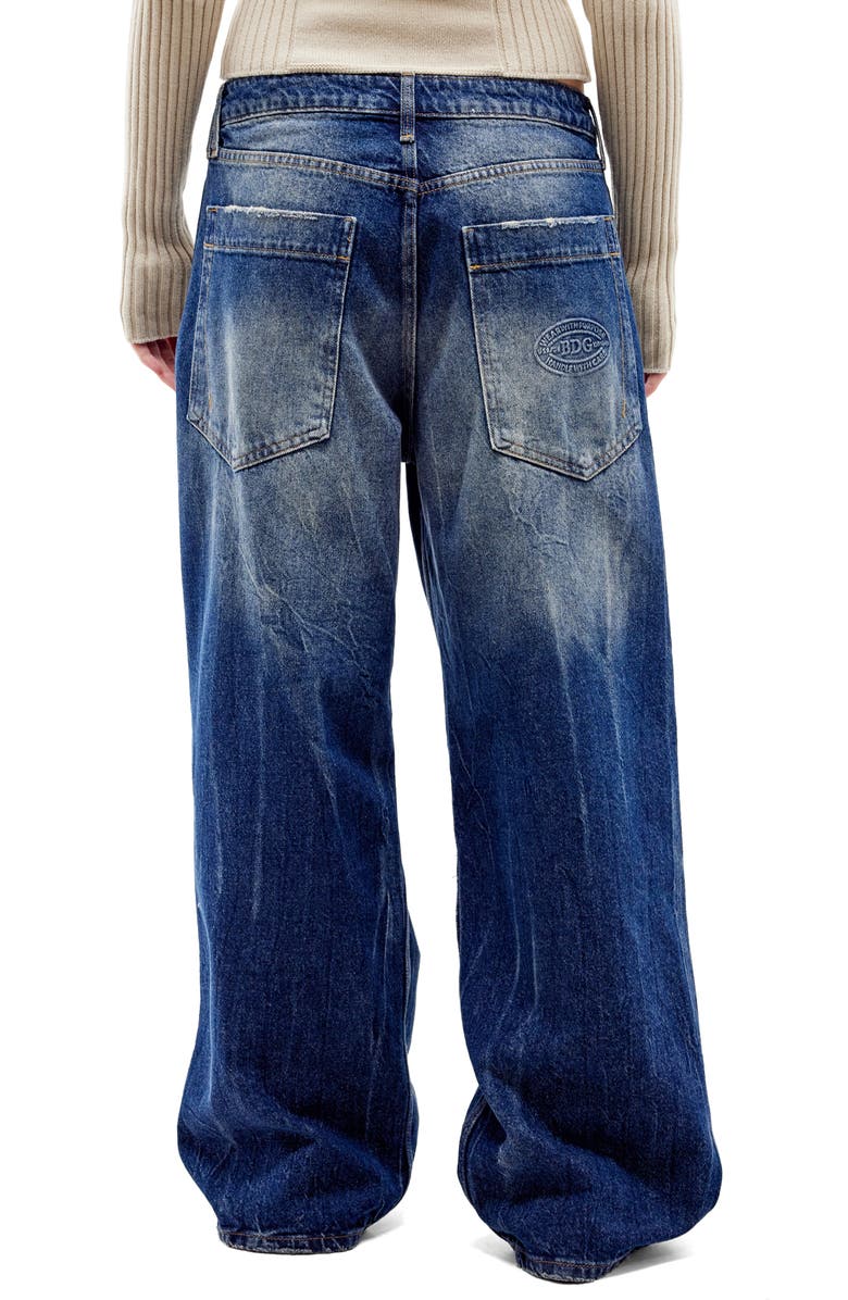 BDG Urban Outfitters Jaya Distressed Low Rise Wide Leg Jeans, Alternate, color, Dark Vintage Blue