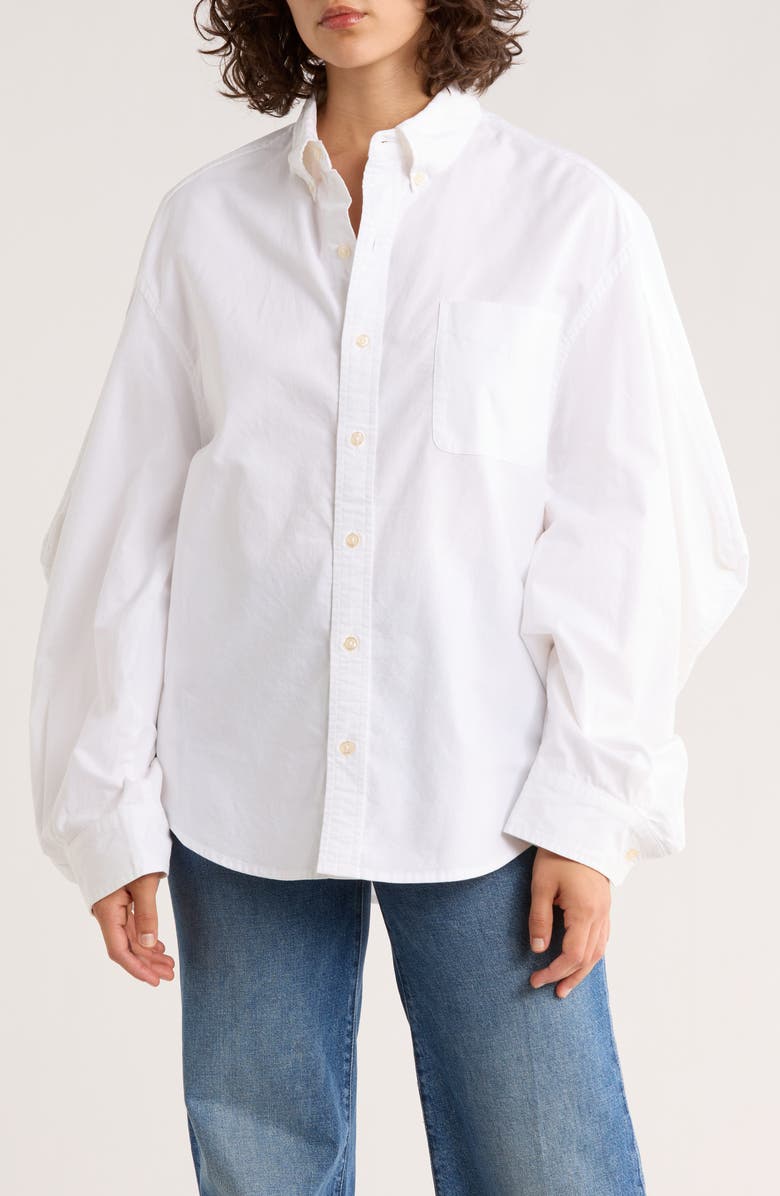 R13 Ziggy Oversized Fit Cotton Button-Down Shirt, Main, color, White
