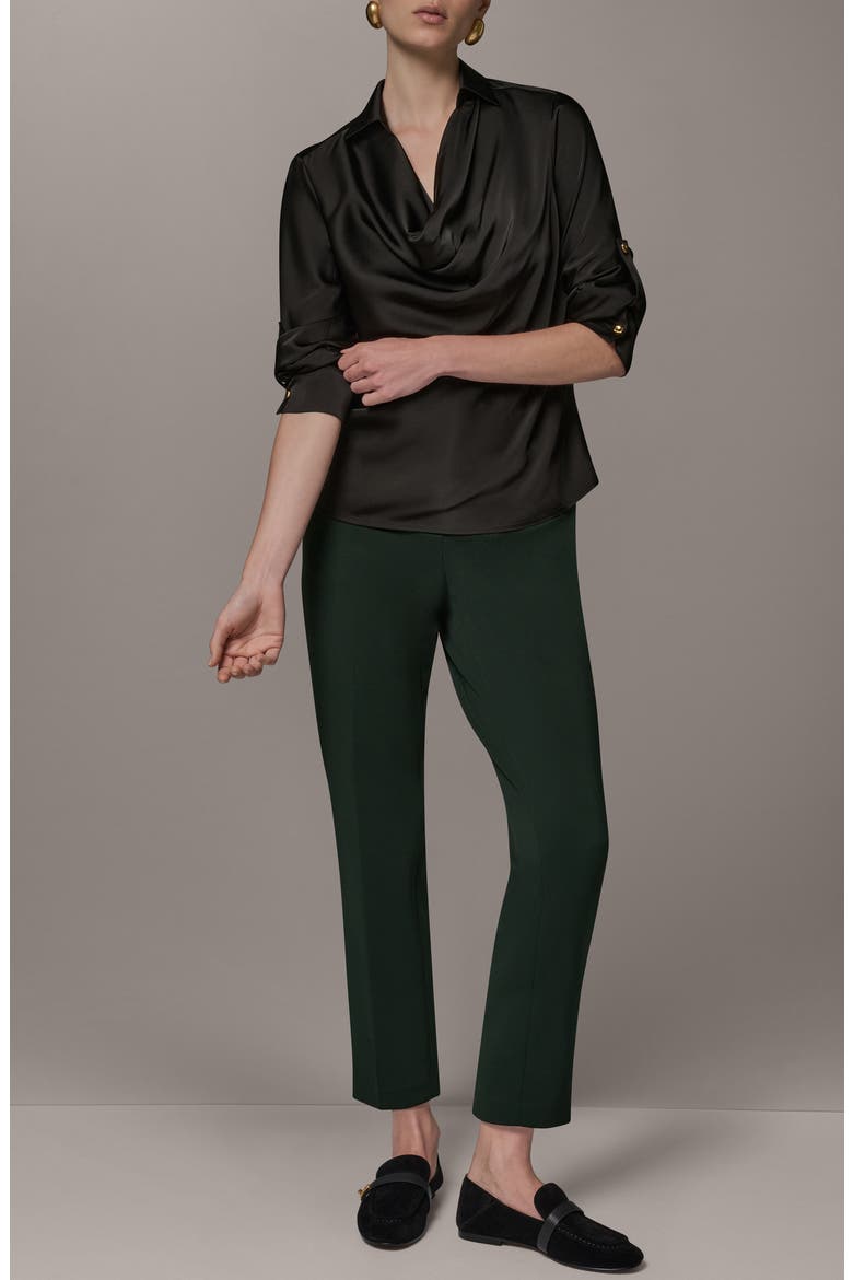 Cowl Neck Top with Roll Sleeves, Alternate, color, BLACK