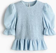 H&M Smocked Denim Blouse