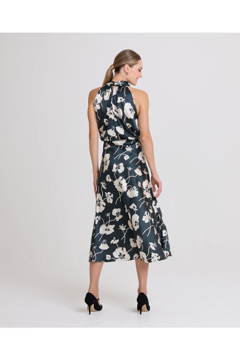 Poppy Liberty Satin Silk Slip Skirt, Alternate, color, Forest Green/Cream