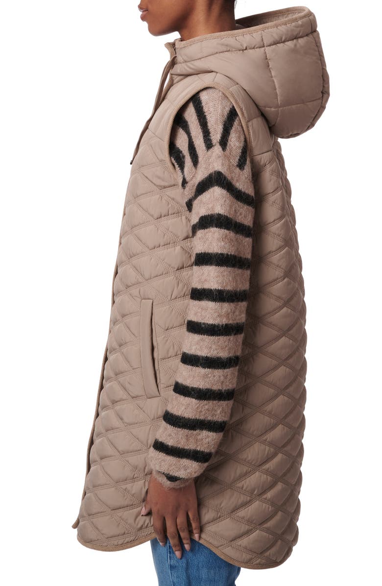 Bernardo Diamond Quilted Hooded Longline Vest, Alternate, color, 