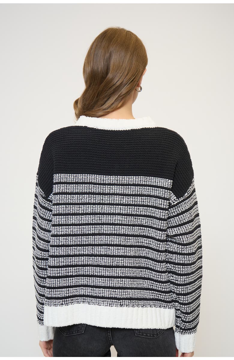 Central Park West Tasha Chenille Crew, Alternate, color, Black/White