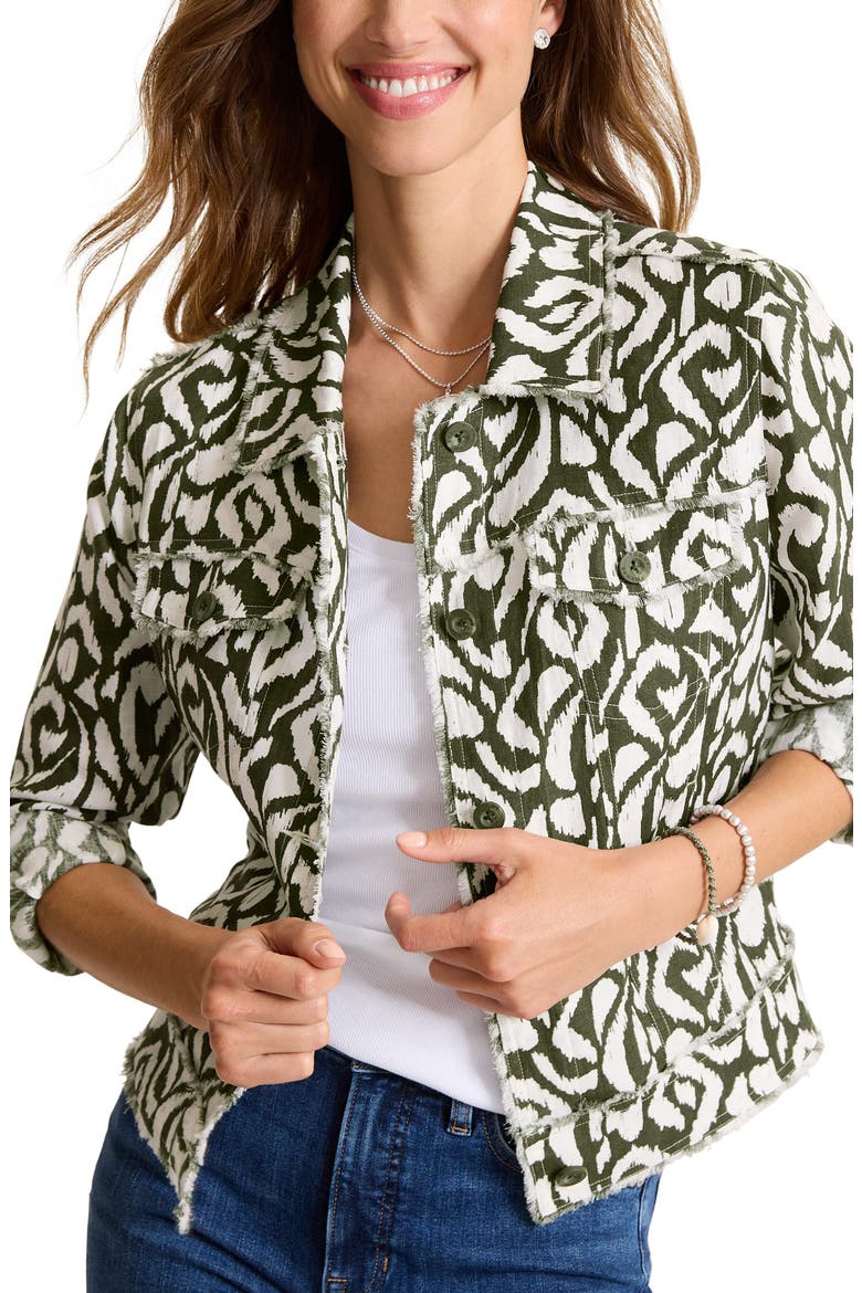 Inlet Ikat Print Linen Jacket, Alternate, color, PALM VERDE