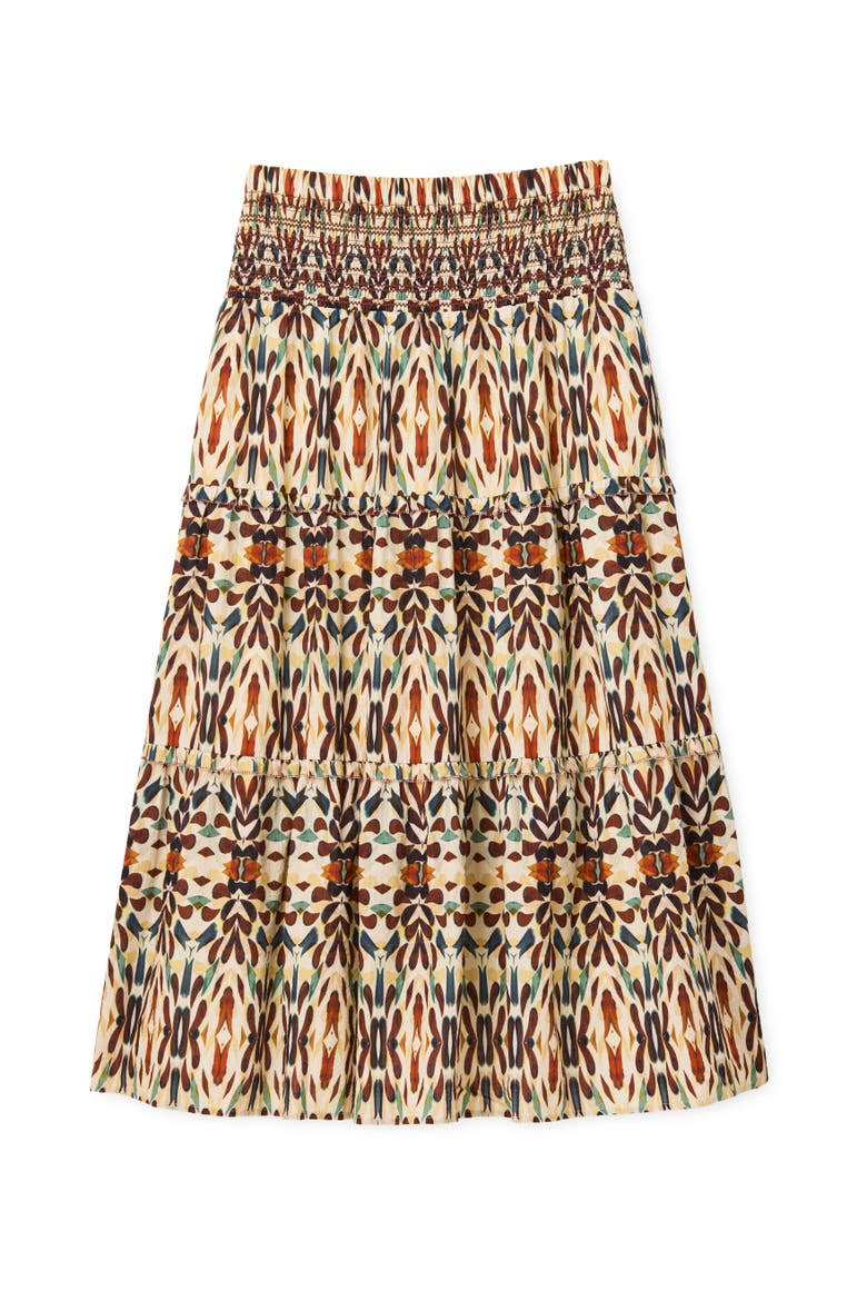Kylie Smocked Midi Skirt, Main, color, Kaleidoscope Print